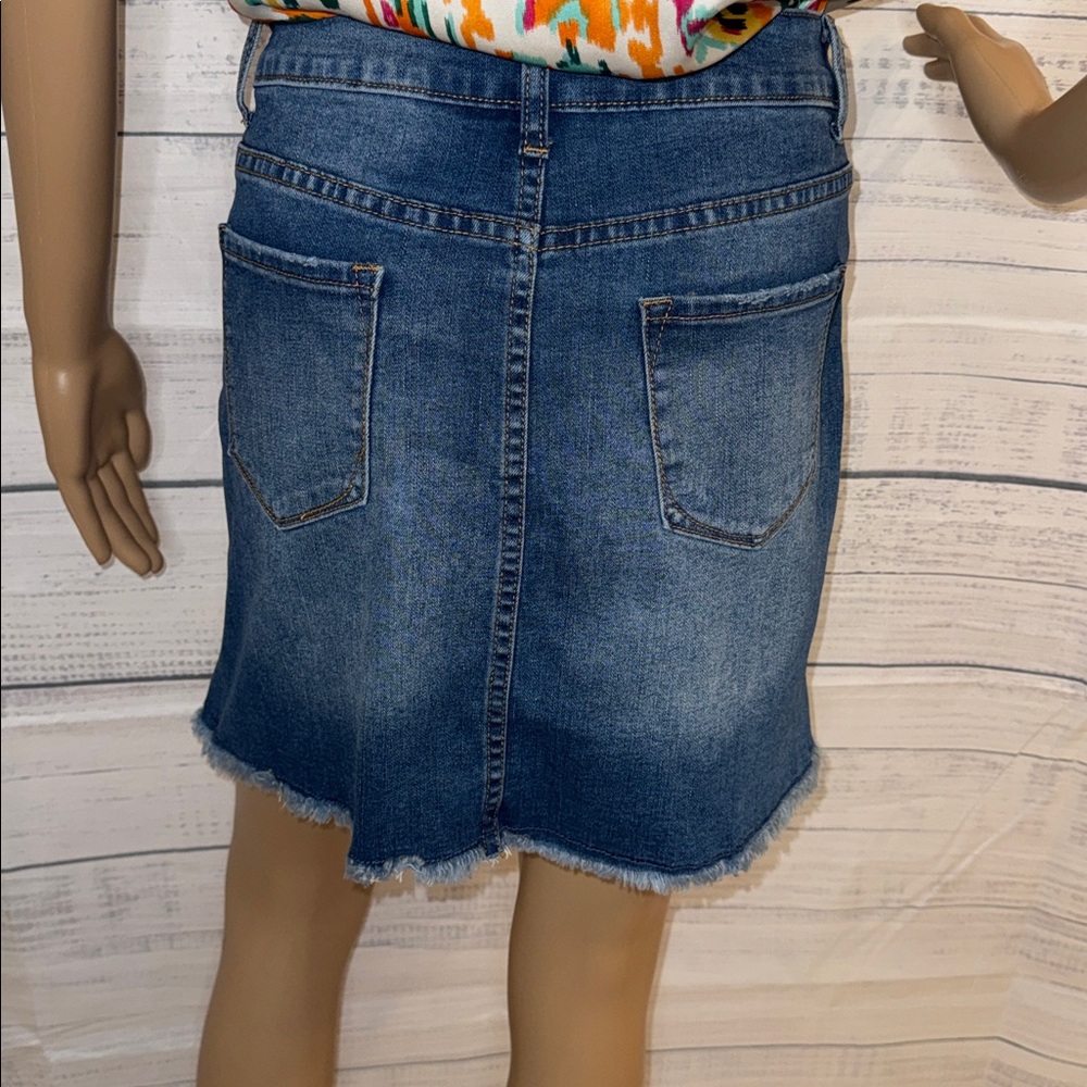NWOT Women's Distressed Denim Skirt - Blue - Picture 8 of 8